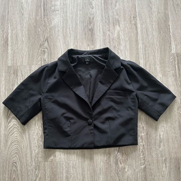 Lulus Posh Company Black Cropped Short Sleeve Blazer - Size XS - Picture 3 of 8
